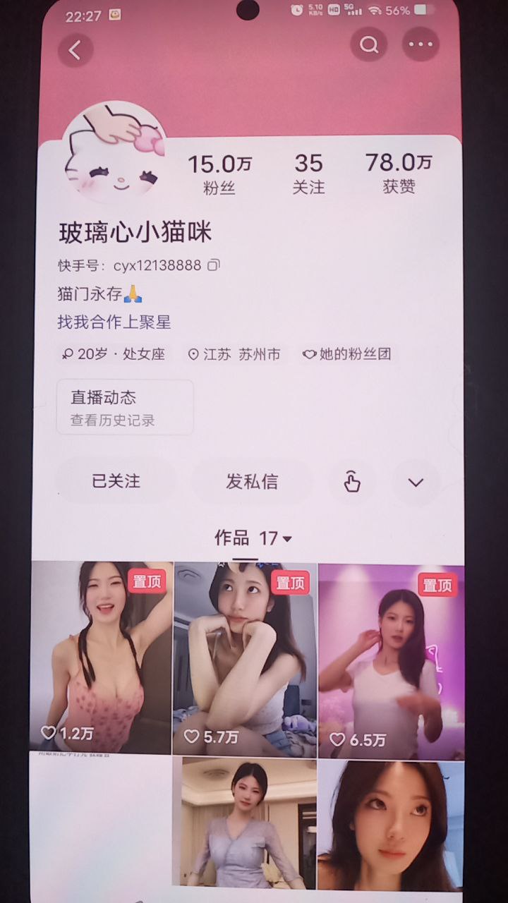 【快手主播】 玻璃心小猫咪 直播跳舞录屏 无水印 （26V970M）-舞蹈视频自备纸巾