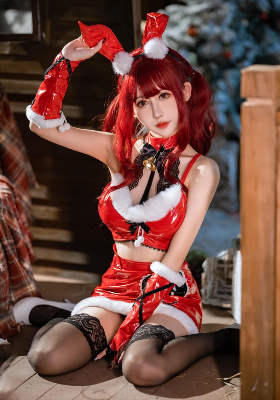 仙女月 红色圣诞兔美丽的图片欣赏